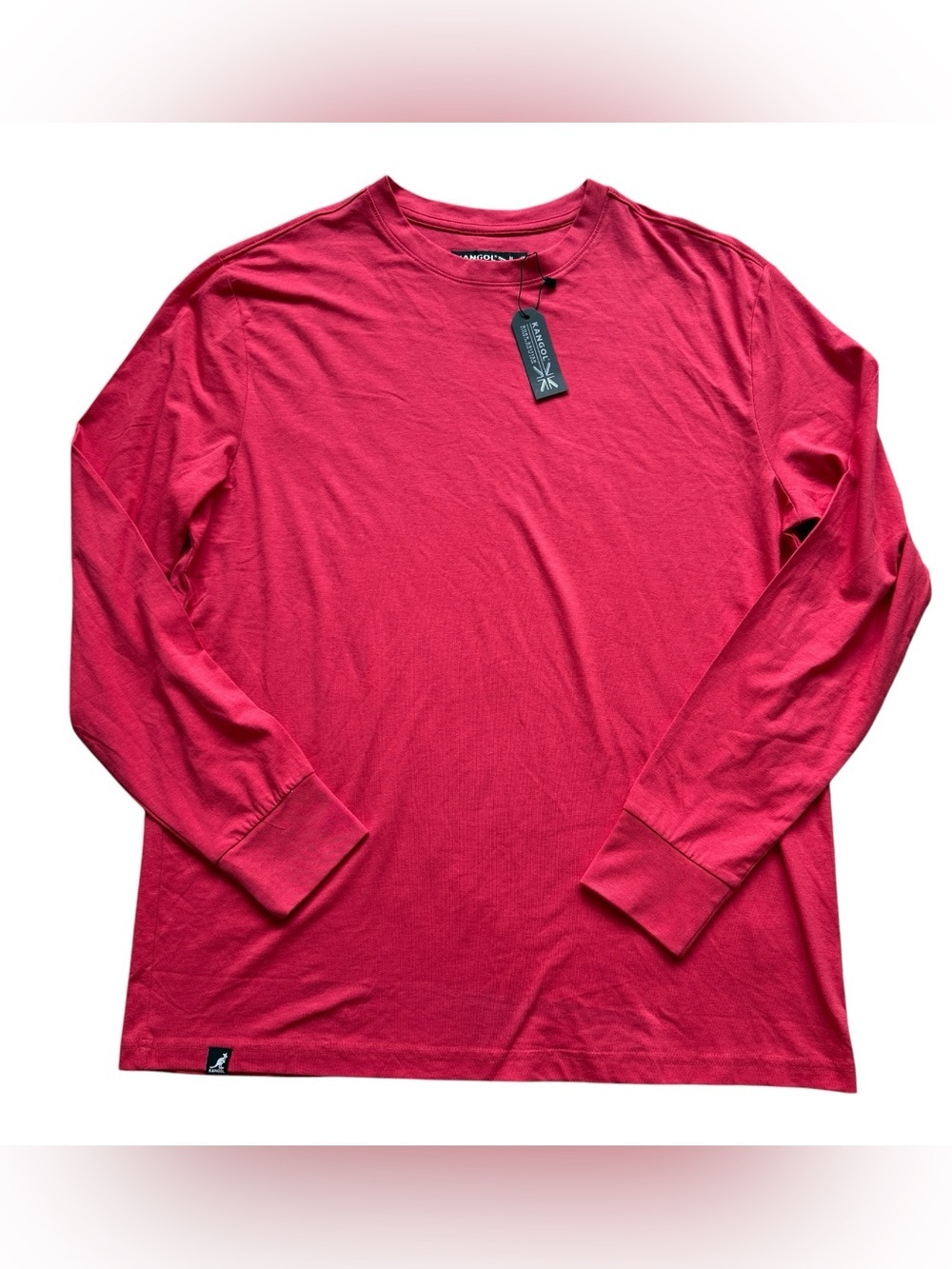 Kangol Long Sleeve Crewneck Tee NWT Red Modal Stretch Casual Shirt L Y2K Retro